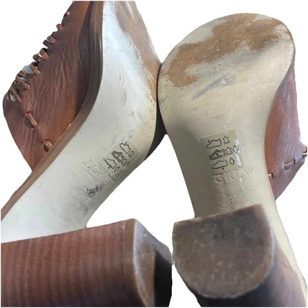 J. CREW MARLOW HUARACHE MULES Leather Light Blush 3.5